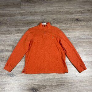 Polo Ralph Lauren Men's Quarter Zip Pullover Sweater Beige Pony Size M Orange